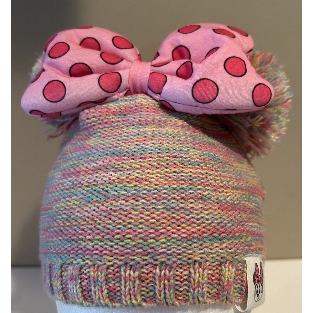Authentic Disney Minnie Mouse‎ Beanie Hat Pom Pom Mouse Ears Bow Size 3-6